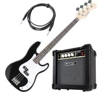 Rocktile Puncher Preci Style E-Bass Jaco Set - Basso elettrico a 4 corde - pickup split coil - 22 tasti - combo amplificatore da 15 watt - cavo lungo 3 m - nero