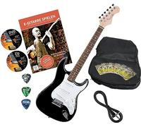 Rocktile Sphere Classic Black Set Chitarra Elettrica (chitarra elettrica in stile ST, incl. custodia, cavo, plettro, scuola di chitarra con CD & DVD & corde) Nero