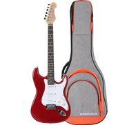 Rocktile Sphere Classic Chitarra Elettrica Rosso - Corpo Tiglio, 3 Single Coil, 21 tasti, manico in Engineering Wood. Perfetta per principianti. Set risparmio con borsa inclusa.