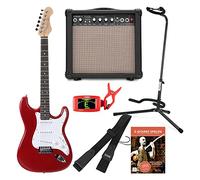 Rocktile Sphere Classic Red Set Chitarra Elettrica (chitarra elettrica in design ST con 3 pickup e tremolo, incluso amplificatore, supporto, accordatore, tracolla e cavo chitarra) Rosso