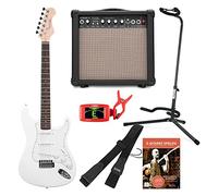 Rocktile Sphere Classic Set Chitarra Elettrica Bianca (Chitarra Elettrica in Design ST con 3 pickup e tremolo, inclusi amplificatore, supporto, accordatore, tracolla e cavo chitarra) Bianco