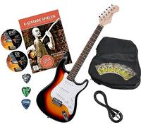 Rocktile Sphere Classic Sunburst Set Chitarra Elettrica (chitarra elettrica in design ST, incl. custodia, cavo, plettro, scuola di chitarra con CD & DVD & corde) Sunburst