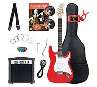 Rocktile ST-Pack Set Completo Chitarra Elettrica Red (Amplificatore, Accordatore, Tremolo, Custodia, Cavo, Cinghia, Plettro, Corde di Ricambio e Scuola con CD/DVD)