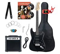 Rocktile ST-Pack Set Completo Power Chitarra Elettrica Nera (Amplificatore, Accordatore, Tremolo, Custodia, Cavo, Tracolla, Plettro, Corde di Ricambio e Scuola con CD/DVD)