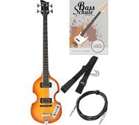 Rocktile VB-1 “Sir Paul” Vintage Beatbass Set E-Bass - Hollow Body E-Bass in design Violinbass con 2 Humbucker Pickups - incl. tracolla per chitarra, cavo & scuola di basso elettrico - Sunburst