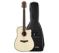 Rocktile WSD-100C NT Chitarra Western Set con Gigbag, Tavola: Abete | Forma corpo: Square-Shoulder Dreadnought con Cutaway, X-Bracing, Fondo e Fasce: Mogano, Manico: Okoume, Ponte: Noce, 5 cm