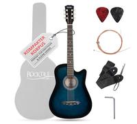 Rocktile WSD-5C-BUB Slim Line Set Chitarra Western - Chitarra Acustica Dreadnought - Corpo in Tiglio - Manico: Catalpa - Set con Custodia, Corde di Ricambio, Tracolla e Plettro - Blueburst