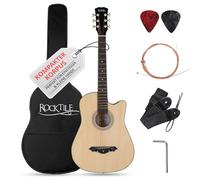 Rocktile WSD-5C-NT Slim Line Set Chitarra Western - Chitarra Acustica Dreadnought - Corpo in Tiglio - Manico: Catalpa - Set con Borsa, Corde di Ricambio, Tracolla e Plettro - Natural