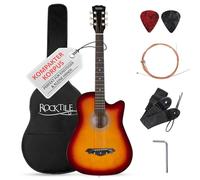Rocktile WSD-5C-SB Slim Line Set Chitarra Western - Chitarra Acustica Dreadnought - Corpo in Tiglio - Manico: Catalpa - Set con Custodia, Corde di Ricambio, Tracolla e Plettro - Sunburst