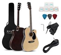 Rocktile WSD-8CE-NT Slim Line Set di Chitarre Western - Chitarra Acustica Dreadnought - Westerngitarre con Pickup nel Set in orsa, Cinghia, Cavo, Corde di Ricambio e Plettro - Natural