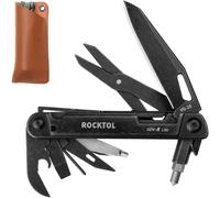 ROCKTOL Gen-R Lite, coltello tascabile EDC nero retrò lama VG10, multiutensile 15 in 1 con cacciaviti forbici rompivetro