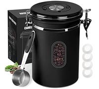 ROCKY&CHAO Barattolo per caffè ermetico in acciaio inox, 2,8 l, contenitore con finestra sul lato, 1 kg, per tè, noci, cacao, rimanere più a lungo e fresco