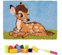 ROCKY&CHAO Kit fai da te, 50 x 38 cm, set di tappeti da ricamo con uncinetto e lavori di cucito fai da te, kit per adulti, 50 x 38 cm (cervo neonato)