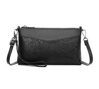 Rocky Green Borsa a tracolla da donna in rilievo floreale, in pelle PU, tracolla regolabile, 24 x 15 x 5 cm, Nero , 9.36 X 5.85 X 1.95 Inches / 24 X 15 X 5 Centimeters