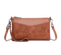 Rocky Green Borsa a tracolla da donna in rilievo floreale, in pelle PU, tracolla regolabile, 24 x 15 x 5 cm, Marrone, 9.36 X 5.85 X 1.95 Inches / 24 X 15 X 5 Centimeters