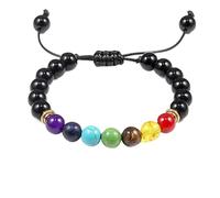 Rocky Green Braccialetto da uomo con perline di cristallo nero, regolabile da 16 a 26 cm con perline scintillanti da 8 mm, elegante braccialetto elasticizzato, Misura unica, /, /