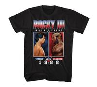 Rocky III Balboa Mens T-Shirt 1982 Balboa vs Clubber Lang Great Fight Black