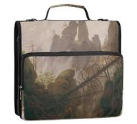 Rocky Landscape Elbe Sandstone Mountains Raccoglitore con cerniera Organizzatore 1 1/2 pollici Raccoglitori a 3 anelli con tracolla Borsa per la scuola media Multi Tasche Grande Cartella Portfolio