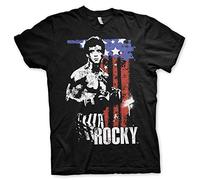 Rocky Licenza Ufficiale American Flag Grande e Alto Uomo Maglietta (Nero), 5X-Large