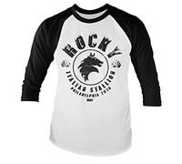 Rocky Licenza Ufficiale Italian Stallion Baseball Maniche Lunghe Maglietta (Bianca/Nero), Medium