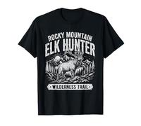 Rocky Mountain Elk Hunter Hunting Retro Vintage Maglietta
