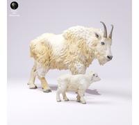 Rocky Mountain Goat and Kid - 3D Printed Model - Unpainted - Animals Miniatures