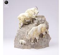 Rocky Mountain Goats Cliff - 3D Printed Model - Unpainted - Animals Miniatures