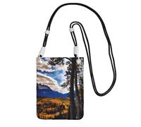 Rocky Mountain Range Stampa Elegante Borsa per Telefono Leggero Viaggio per Camminare Corsa Escursionismo Uso quotidiano Pouch, Nero , Taglia unica