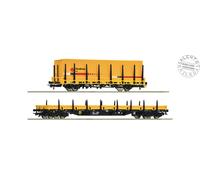 Roco 77029 - 1:87 H0 - set di 2 carri merce pianale livrea gialla 1 container "S