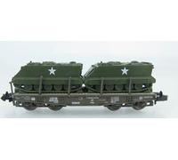 ROCO 928 n.2 CARRO ARMATO BLINDATO CINGOLATO USA su CARRO MERCI DB SCALA N 1/160