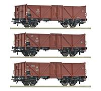 Roco H0 6600075 Set Di 3 Vagoni Merci A Cielo Aperto Della DB