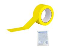 ROCOL® EasyTape™ Nastro di marcatura giallo 75 mm x 33 m - Nastro adesivo in PVC ad alta resistenza - incluso 1 panno per la pulizia DEWEPRO® SingleScrubs