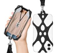 ROCONTRIP Custodia Telefono Imbracatura A Mano Libera Supporto Cordino per iPhone 6 6S 6 Plus iPhone 6S Plus, iPhone 7 And 7 Plus, Samsung, 4.7-5.5 Pollici, Silicone (Nuovo Nero)
