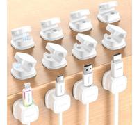 Rocoren 12 Pezzi Ferma Cavi Adesivi, Supporto Magnetici per Cavi, Organizer per Cavi per Scrivania, Parete, Casa, Ufficio, Auto, Compatibile con Cavo di Alimentazione, HDMI, Cavo di Ricarica (Bianco)