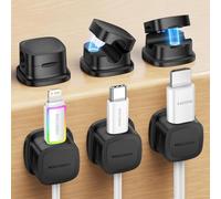 Rocoren 6 Pezzi Ferma Cavi Adesivi, Supporto Magnetici per Cavi, Organizer per Cavi per Scrivania, Parete, Casa, Ufficio, Auto, Compatibile con Cavo di Alimentazione, HDMI, Cavo di Ricarica (Nero)