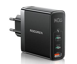 Rocoren Caricatore USB C Macbook Pro 140W, PD3.1 Alimentatore 3 porte GaN Tech carica rapida Compatibile con MacBook Pro 16″, MacBook Air, iPad Pro, Samsung Galaxy, Dell, iPhone, Huawei, Xiaomi, Pixel