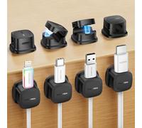 Rocoren Portacavi, autoadesivi, clip magnetiche resistenti per la gestione dei cavi, supporti organizer per scrivania, comodino, ufficio, cavi di ricarica, cavi HDMI, cavi audio, 8 pezzi, nero
