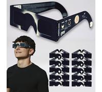 ROCTAR Confezione da 10 occhiali da eclipse solare, omologati in Europa, per vedere l'eclipse solare del 2026, certificati ISO 12312-2, certificati CE