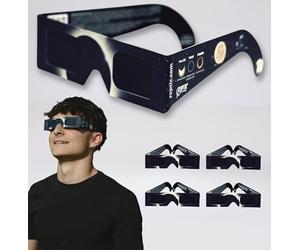 ROCTAR Confezione da 4 occhiali da Eclipse Solare Omologati in Europa per vedere Eclipse Solar 2026, certificati ISO 12312-2, certificati CE