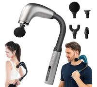 Rocuma Massage Hammer, 2026New Rocuma Smart Massage Hammer, Deep Tissue Back And Neck Massager With 9 Modes, 4 Heads, Ergonomic Long Handle, U-Shaped Back Massager Gun For Neck, Shoulder, Leg (Silver)