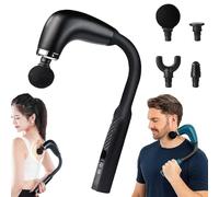 Rocuma Massage Hammer, 2026New Rocuma Smart Massage Hammer, Deep Tissue Back And Neck Massager With 9 Modes, 4 Heads, Ergonomic Long Handle, U-Shaped Back Massager Gun For Neck, Shoulder, Leg (Black)