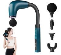 Rocuma Massage Hammer,Massage Gun Deep Tissue with Extended Handle, Handheld Electric Body Muscle Massager,with 9 Modes, 4 Heads, Rechargeable Cordless Design for Muscle Relief and Relaxation (Green)