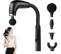 Rocuma Massage Hammer,Massage Gun Deep Tissue with Extended Handle, Handheld Electric Body Muscle Massager,with 9 Modes, 4 Heads, Rechargeable Cordless Design for Muscle Relief and Relaxation (Black)