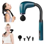 Rocuma Massage Hammer,Massage Gun Deep Tissue with Extended Handle,Quiet Percussion Massage Gun, with LED Screen & 4 Massage Heads, 3 Modes,or Neck Shoulder Waist Leg Muscle (Green)