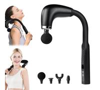 Rocuma Massage Hammer,Massage Gun Deep Tissue with Extended Handle,Quiet Percussion Massage Gun, with LED Screen & 4 Massage Heads, 3 Modes,or Neck Shoulder Waist Leg Muscle (Black)