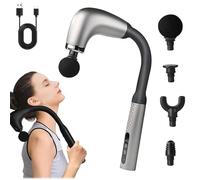 Rocuma Massage Hammer, Massage Gun Deep Tissue with Extension Handle for Pain Relief Deep Tissue, Quiet Percussion Massage Gun for Neck and Back Shoulder (Silver)