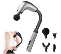 Rocuma Massage Hammer, Rocuma Smart Massage Hammer, Deep Tissue Back and Neck Massager with 9 Modes, 4 Heads, Ergonomic Long Handle, Rechargeable Cordless for Muscle Relief and Relaxation (Silver)
