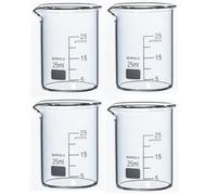 Rocwing 25ml Borosilicato 3.3 vetro Graduato Becher 4 in a pck