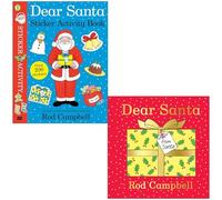 Rod Campbell Collection 2 Books Set (Dear Santa Sticker Activity Book & Dear Santa A lift-the-flap Christmas book)