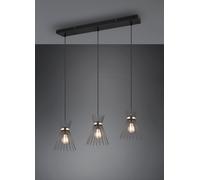 ROD SOSPENSIONE 3 DIFFUSORI BACCHETTE DI METALLO NERO E ORO L. 82CM 3 LUCI ATTACCO E27